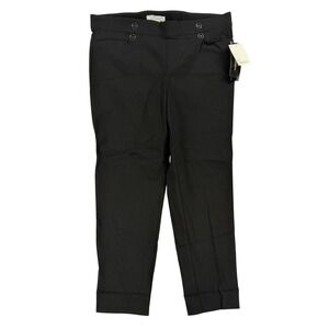 89th + Madison Dress Pants Womens XL Black Ponte Ankle Pull On Stretch Cuffed